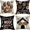 Zampe di Cane, Cuori, Cuccia per Cani Stampa Digitale Federa Cuscino Peluche Corto Adatta per Soggiorni Camere da Letto Divani Cuscino Decorativo