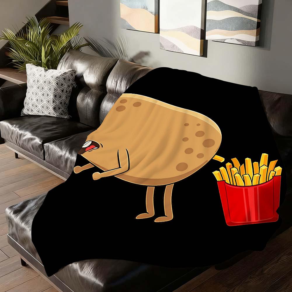Funny print food Blanket For Sofa Office Bed Plane Travel Sleep Read Relax Camping Soft And Warm