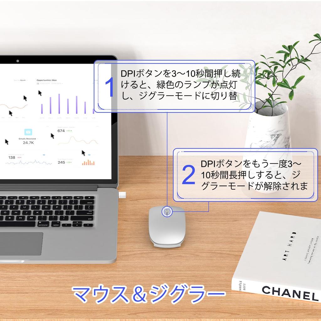Kabelloses Bluetooth-Laden Hoch Hoch Kompatibel mit Maus, 5.2/3.0+2.4GHz, USB-A & USB-C, Schlank, Leise, Kompakt, Typ-C-Anschluss, Eingebauter Jiggler, 3 DPI,
