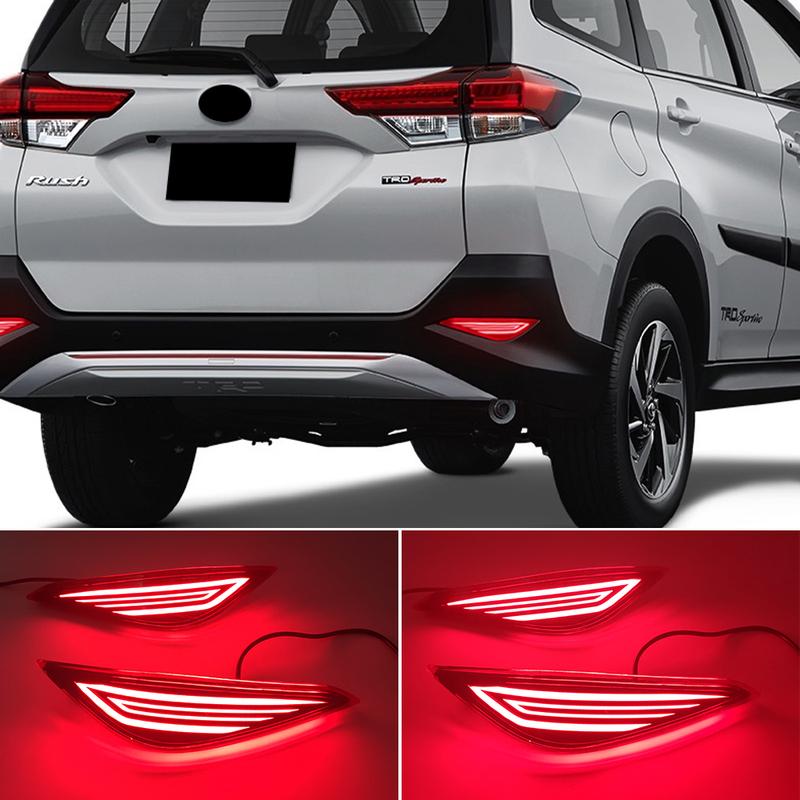2PCS Auto LED Reflector For Toyota Rush 2018 2019 2020 Rear Fog Lamp Brake Light Rear Bumper Turn Signal Lamp