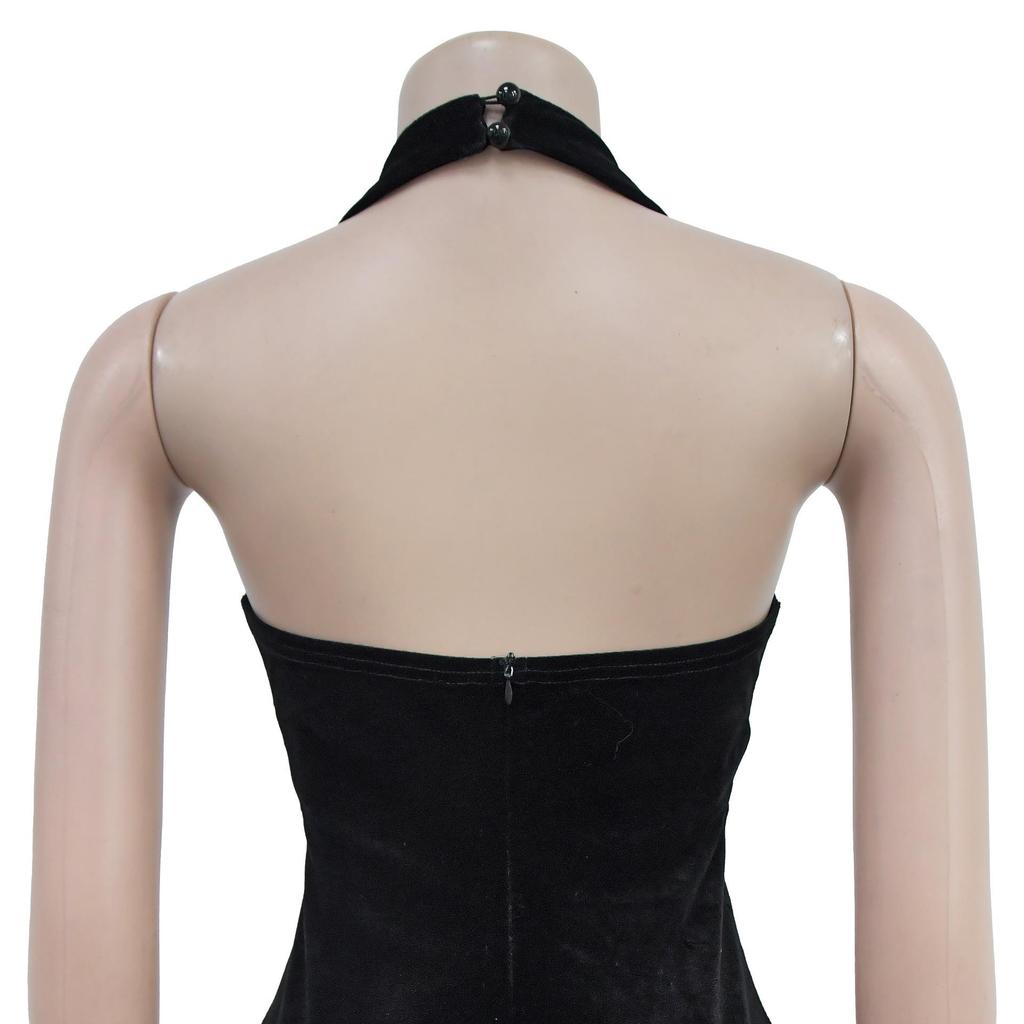 Women's Halter Backless Sexy Slit Long Dress - European and American Fashion