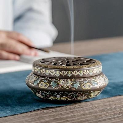 Keramická kadidelnica Lotos, Dračí vzor, Cloisonné remeslo, Farebný smalt