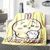 1pc Chiikawa Blanket with Custom Name, Gift, for Men and Women, Soft Blanket, Good for Sofa Bed Couch Travel, Lightweight Flannel Blanket