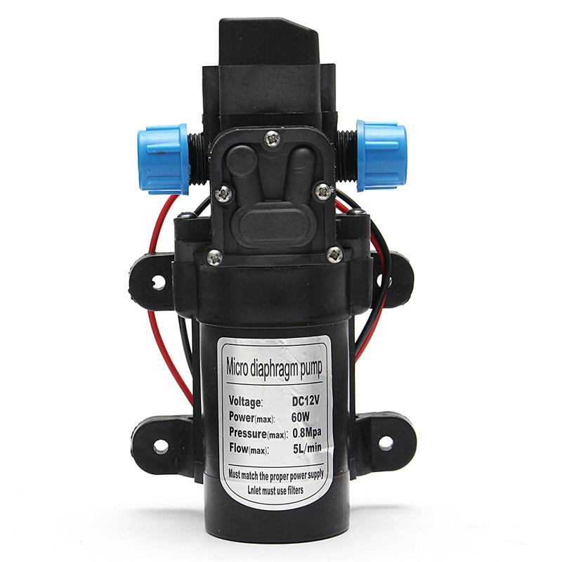 DC12V 60W 120PSI 5L/MIN Agricultural Electric Water Pump Black Micro High Pressure Diaphragm Water Sprayer Car Wash