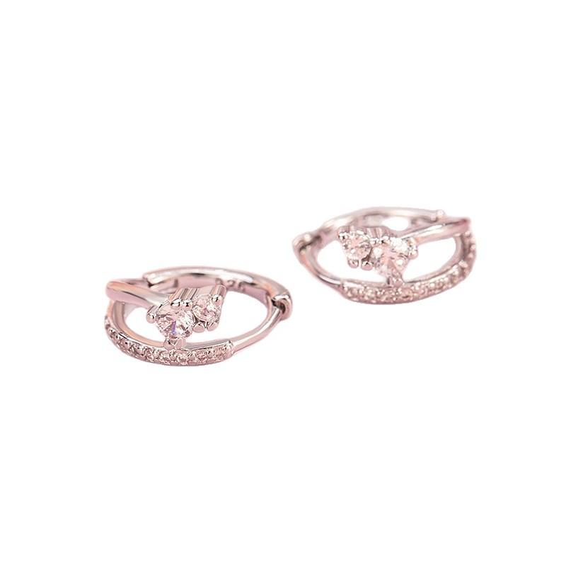 925 Sterling Silver Jewelry Luxury Crystal Double Layer Hoop Earrings for Women Wedding Party Jewelry For Girls Friend Gift
