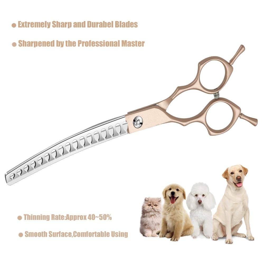 7inch Curved Chunkers Shears - Premium Stainless Steel, Lightweight, Ergonomic Design, Specialized Pet Grooming Scissors for Eas