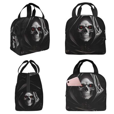A Creepy Halloween Skeleton Skull Insulated Lunch Bag for Kids School Cooler Thermal Food Box Tote Lunch Boxes Container