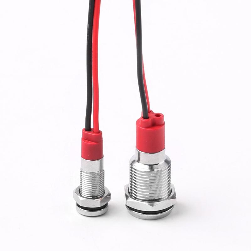 LED Metal Indicator Light 6/8/10/12mm With Wire Waterproof Highlight Signal Light Wire Switch 5V12V24V220V Red Yellow Green