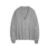 Women's V Neck Cable Knit Cardigan Star Embroidery Loose Lazy Style Wool Sweater Coat
