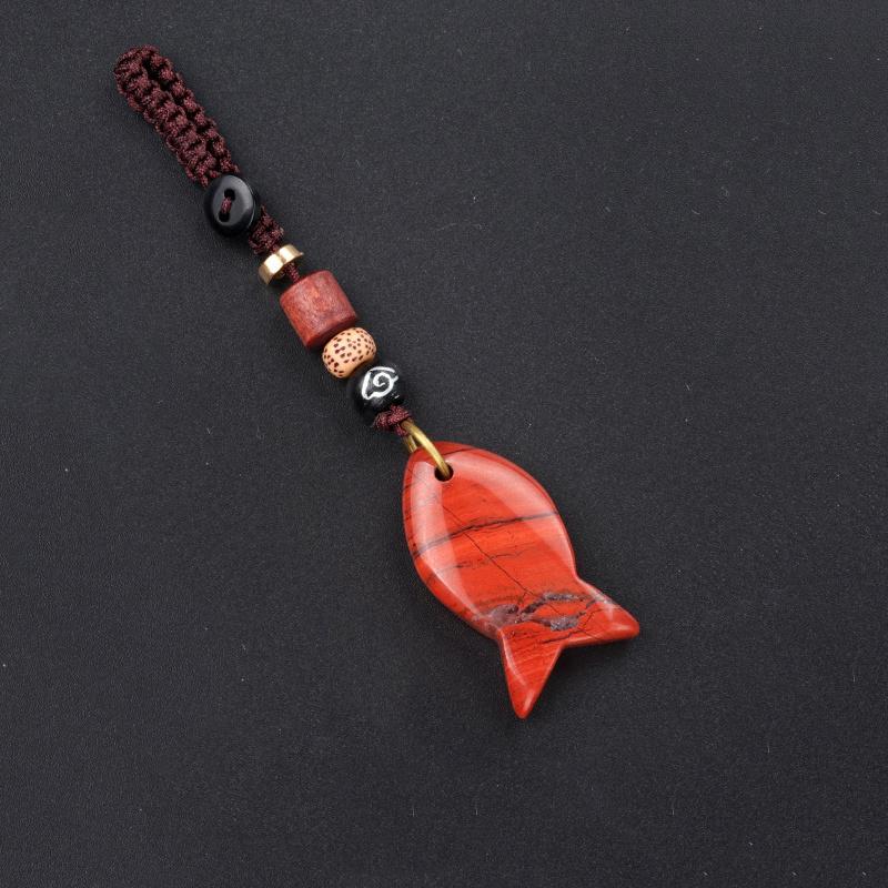 1PC Handmade Fish Keychain Boho Style Keychain Natural Crystal Agate Jewelry Crystal Keychain 38x20mm