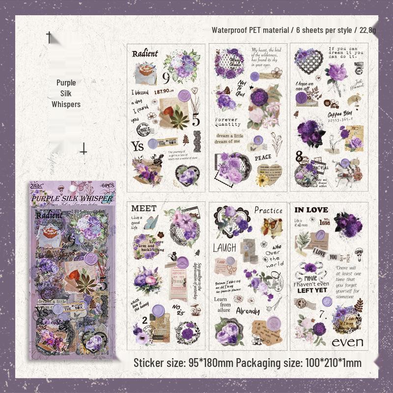 Innisfree Waterproof PET Journal Stickers - Retro Flower Falling Bud Design