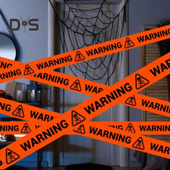 Halloween Warning Tape Outdoor Danger Warning Line Decoration Window Hanging Banner Scary Haunted House Prop Party Supplies