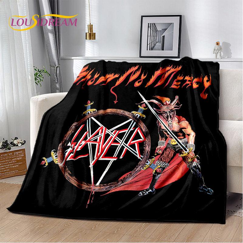 Slayer Heavy Metal Grubu Yumuşak Peluş Battaniye, Salon Yatak Odası Yatak Kanepe Piknik Örtüsü için Flanel Battaniye Sıcak Çocuklar