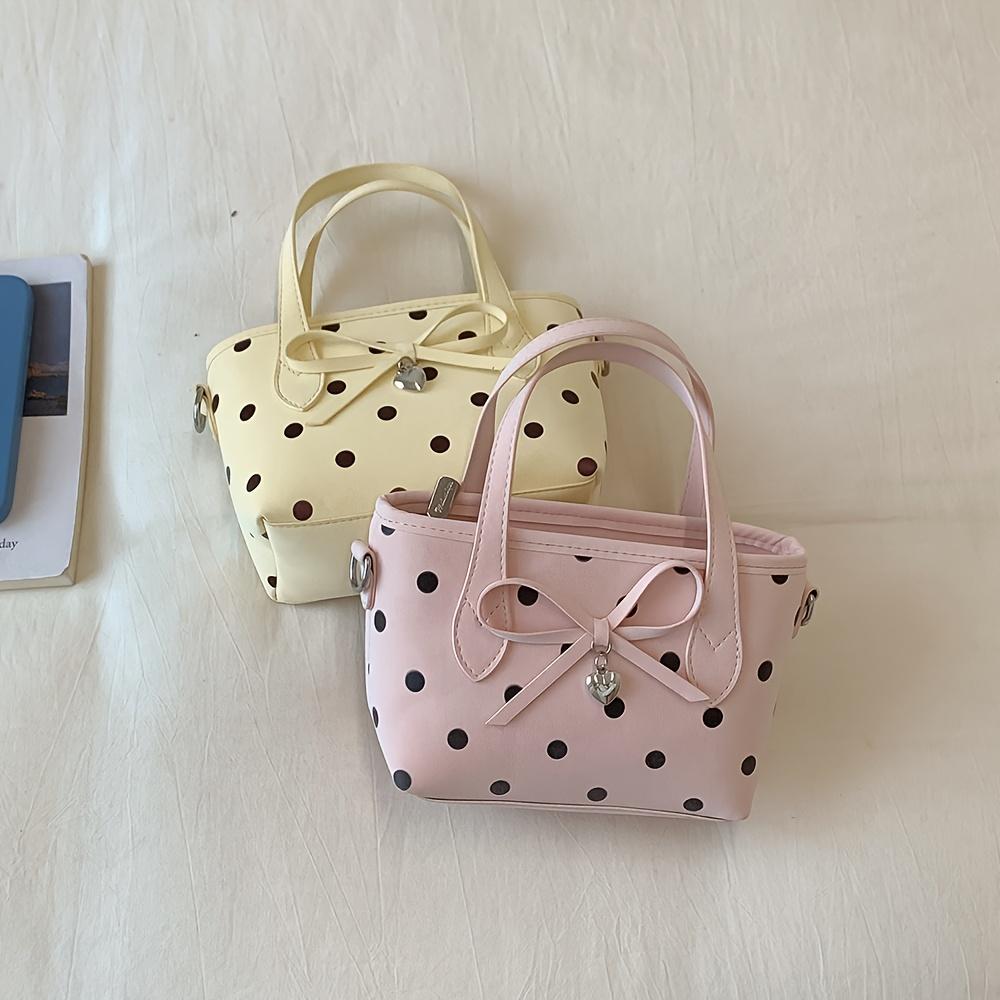 Women's Small Handbag, Sweet Style Polka Dot Bow Bucket Bag, Shoulder Bag, Crossbody Bag, Everyday Shopping Bag, Dating Bag, Commuting Bag