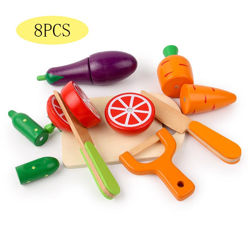 

Simulation Kitchen Pretend Toy Wooden Classic Game Montessori Educational Toy for Children Kids Gift Cutting Fruit Vegetable Set