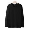 Men's Plus Size Crew Neck Long Sleeve Combed Cotton T-shirt - Solid Color, Spring/Autumn Style