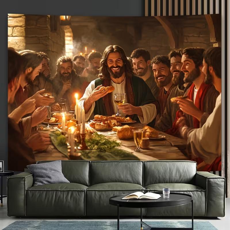 2D Printing Jesus Last Supper Tapestry, Christian Faith Canvas Print