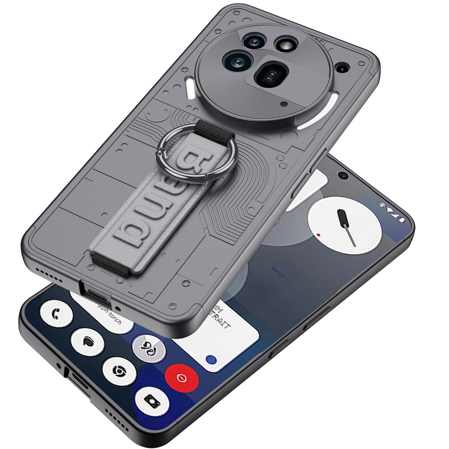 

GKK For Nothing Phone (3a) Pro Case Hard PC Phone Back Cover with Hand Strap Black