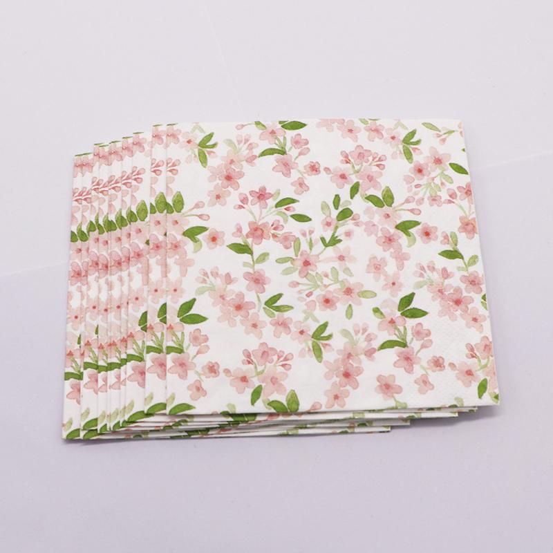 20Pcs Spring Pink Flower Printed Napkins, Disposable 3 Layer Paper Napkins for Birtthday Party Hotel Dinner Table DIY Decor