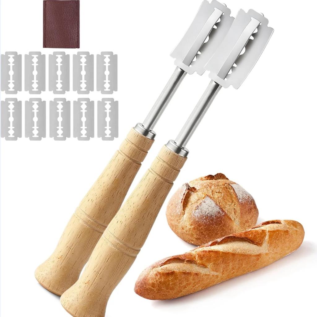 Dřevěná rukojeť Nástroj na nařezávání kváskového chleba Špachtle na chleba Oválný proutěný kynutý košík Ideální dárek pro pekaře