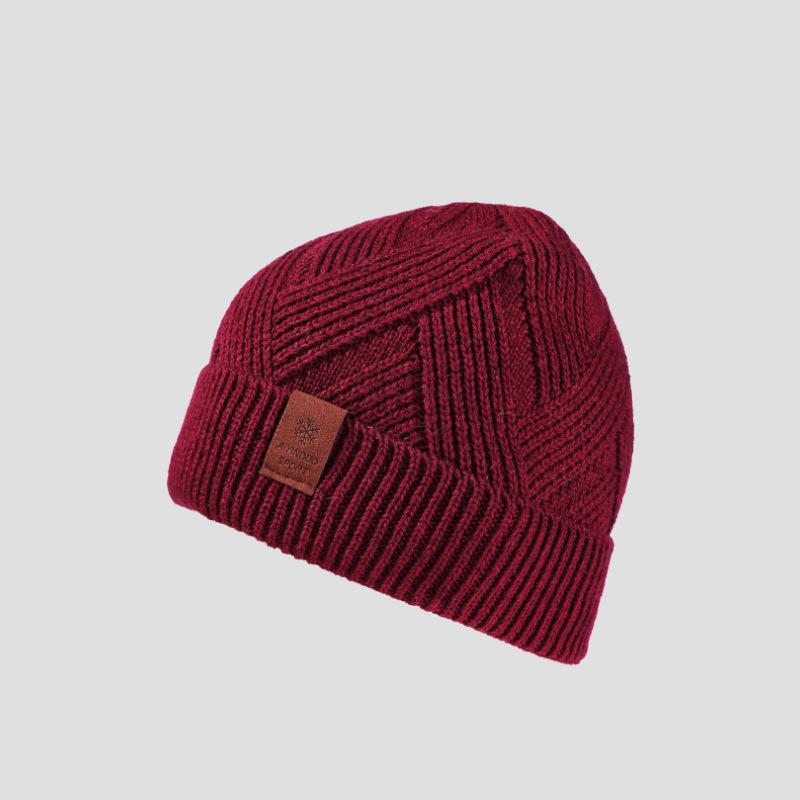 Wool Knitted Hat Men's Autumn Winter Double-Layer Velvet Ear Protection Hat