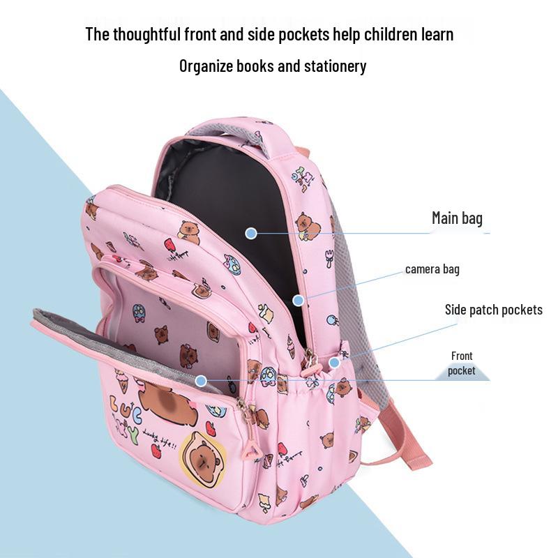 Capybara Kids' 3-Piece Set: Large Backpack & Crossbody for Ages 6-12