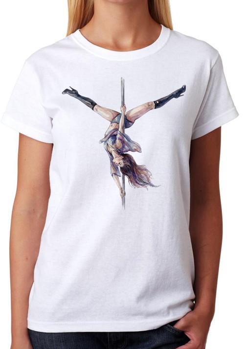 Pole Dancing Art T-Shirt Sexy Pole Dancer Fitness Ladies Tee 4XL