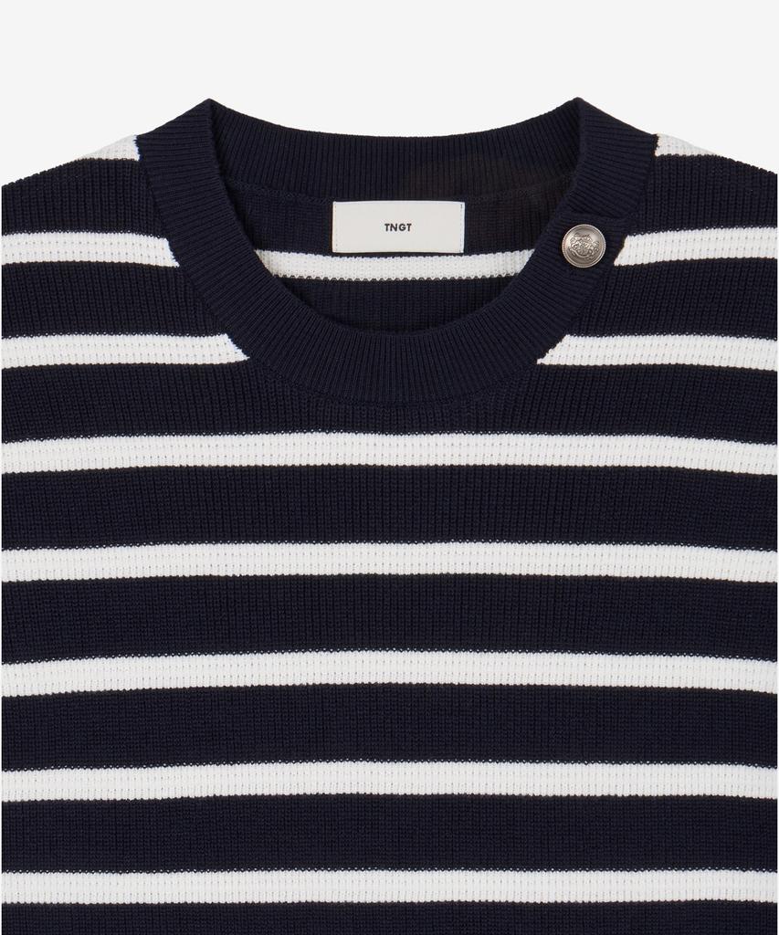 Tienjiti W Striped Button Knit (Navy) Tnsw6E205N2