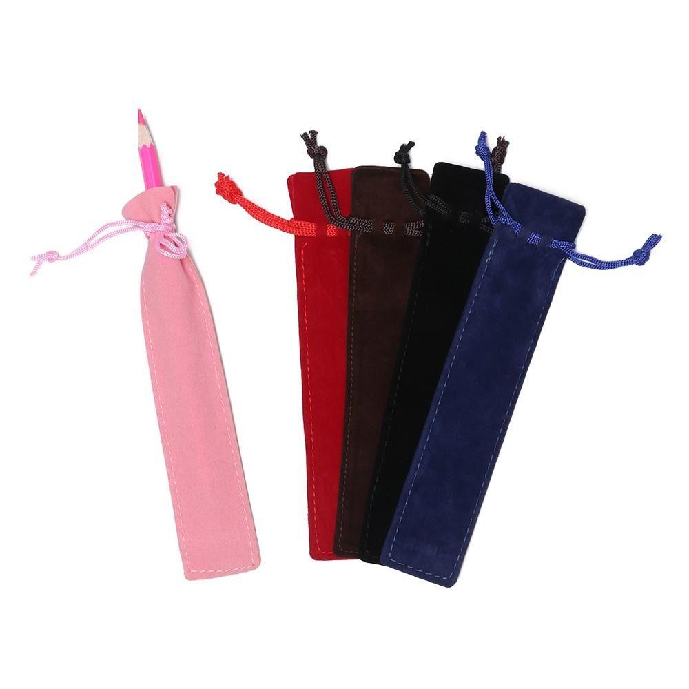 Holder Velvet Pen Pouch Sleeve Office School Supplies Plush Cloth Pen Bag Double-sided Thickened
