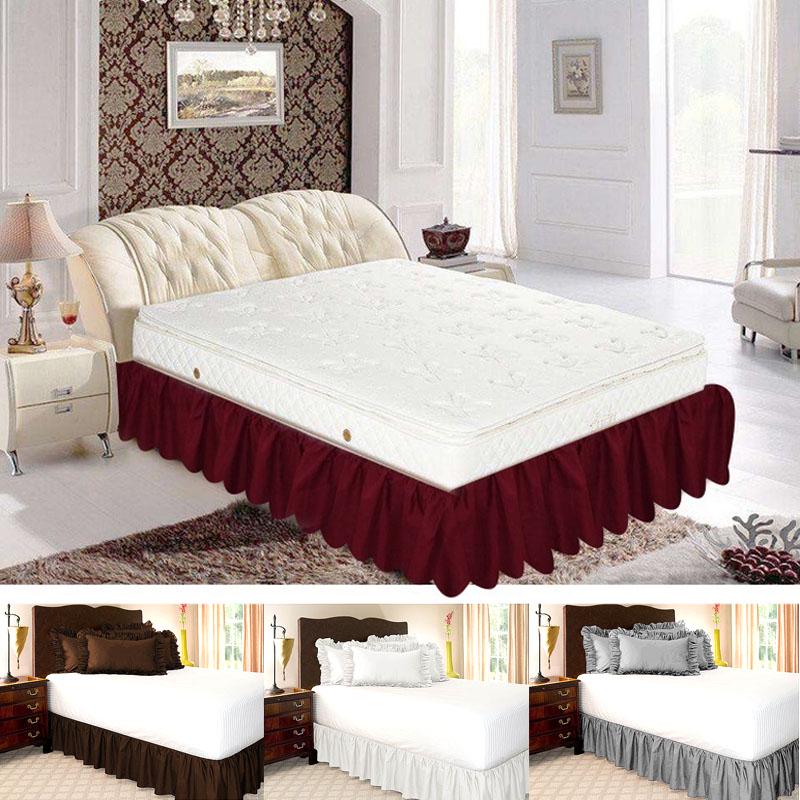 

Wrap Around Ruffled Hotel Elastic Band Pure Color Bed Skirt Easy Fit Bed Apron Home Decor S