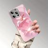Pink Crystal For Apple Pattern Tempered Glass Electroplated Phone Case For iPhone 17 16 15 14 13 12 Pro Max Plus 16E 17Air Cover