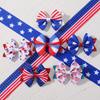 LOVEKIKI 2PCS Ribbon Hair Bows Clips for Girls 3D Print Star Bowknot Hairpin Headwear July 4th Independence Day Hair Accessories