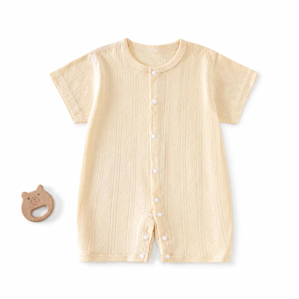 Baby Short Sleeved Jumpsuit Summer Newborn Breathable Mesh Air Conditioning Suit Boys Girls Infant Thin Sleepwear Crawling Suits