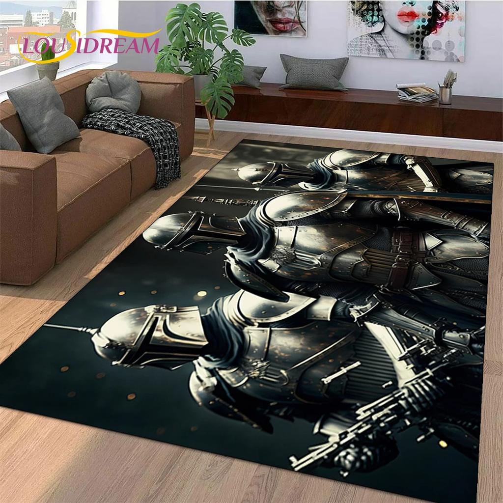Tappeto Cartoon Cavaliere Templare Crociato per Decorazione Soggiorno Camera da Letto, Decorazione Antiscivolo per Divano Zerbino Regalo Bambino