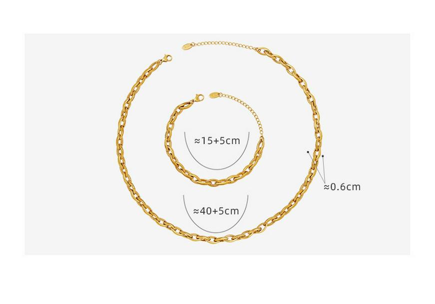 European Copper Jewelry Set: Chunky Chain Necklace & Versatile Bracelet