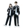 College Style Black Baseball Jacket Set for Students – 3-Piece Autumn Sports School Uniform