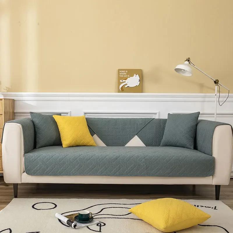 

Solid Color Minimalist Sofa Towel Seasonal Universal Quilted Anti Slip Sofa Mat Comfortable Breathable Dustproof Couch Covers 70x70cm 1pcs