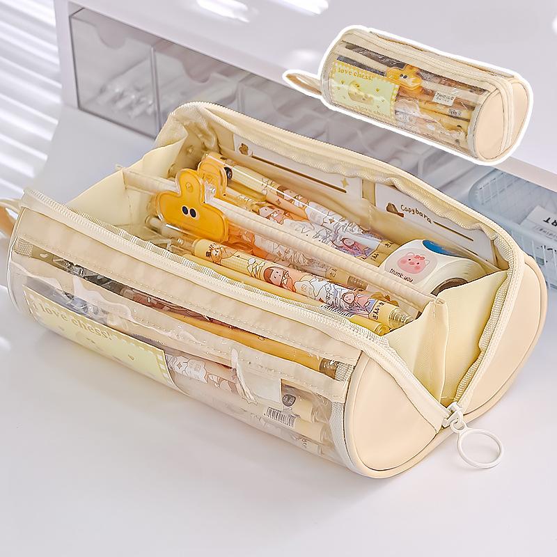

1 шт. креативный дизайн цилиндрический пенал для студента модный корейский прозрачный пенал большой емкости держатель канцелярских принадлежностей 21*8*8cm
