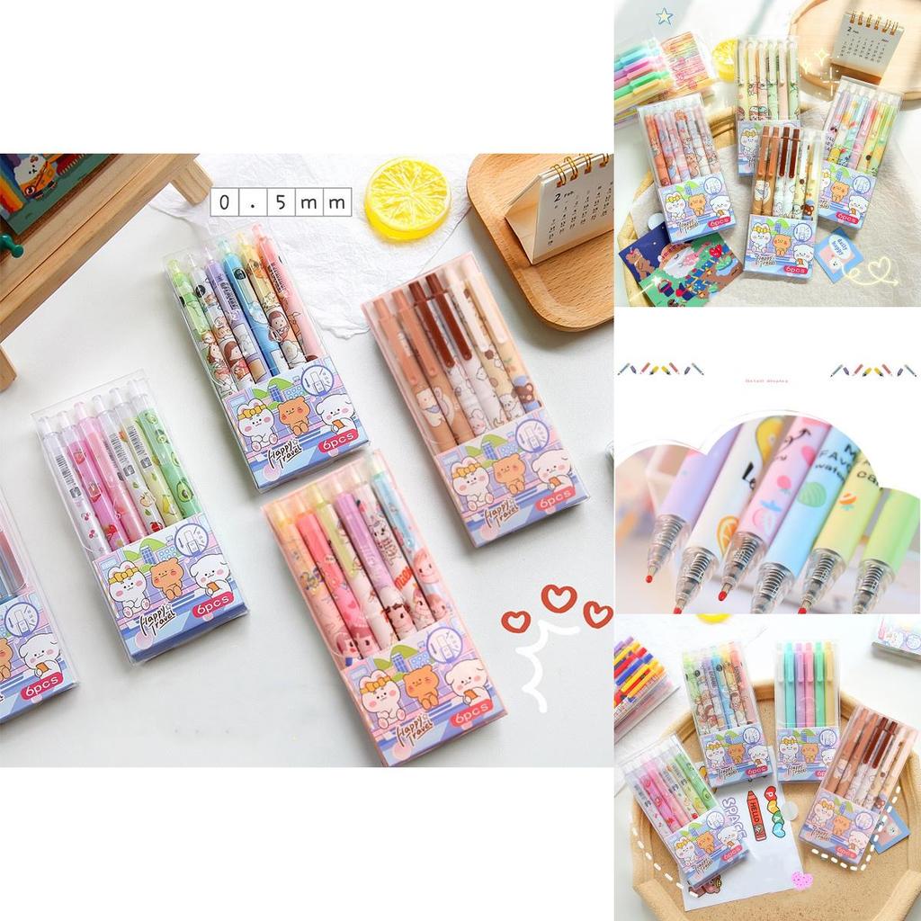 Charming 0.5mm 6pcs Ins Press Gel Pen Set Perfect For Back To School Supplies