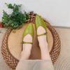 Johnature Vår Høst Retro Spenne Stropp Grunn Myk Uformell spiss Loafers Kvinner Ekte Skinn Flats Sko