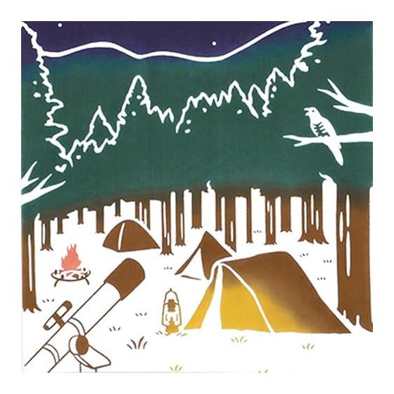 Kenema Tenugui Hand Towel, Starry Sky Camp, Chusen Dyed, Made in Japan, 100% Cotton, Approx. 35x90cm, 50284