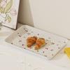 Cherry Pattern Rectangular Storage Tray Stackable Lightweight Plastic Dessert Tray Durable Anti-Slip Serving Tray