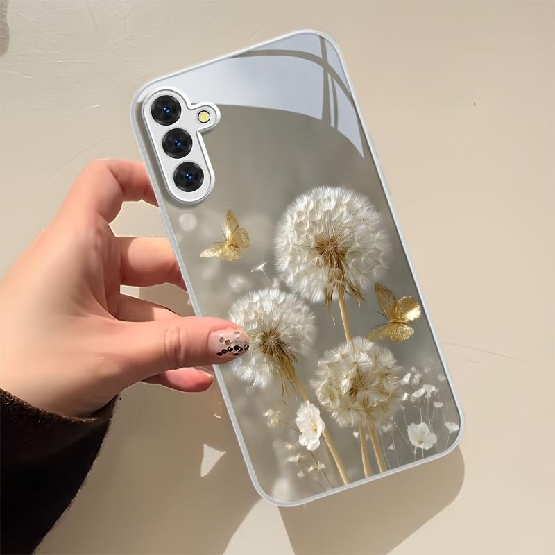 Funda de Vidrio Artístico de Diente de León para Teléfono Adecuada para Samsung para Galaxy S26 S25 S24 S23 S22 S20 FE Ultra Plus 5G Cubierta Trasera Anti Caída