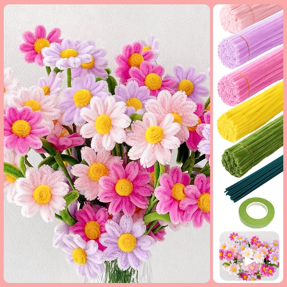 271/321pcs DIY Daisy Flower Craft Kit - Pipe Cleaner Crafting Supplies for Adults, Chenille Stems Perfect for Wedding Bouquets