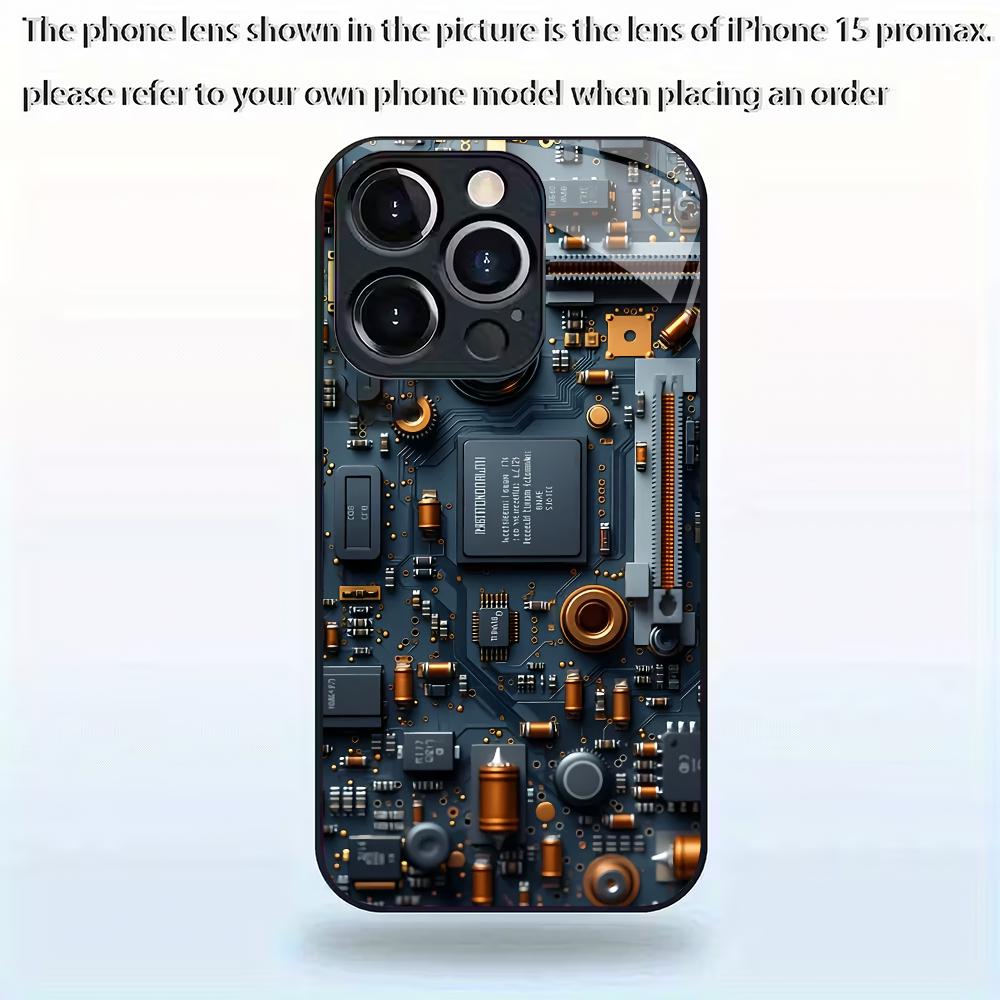 Mechanical internal structure pattern tempered glass phone case suitable for iPhone 17 16 15 14 13 12 11 Pro/Max/Plus shockproof
