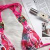 2021 European & American Snake Print Strappy Crystal Diamond Low-Waist Bikini