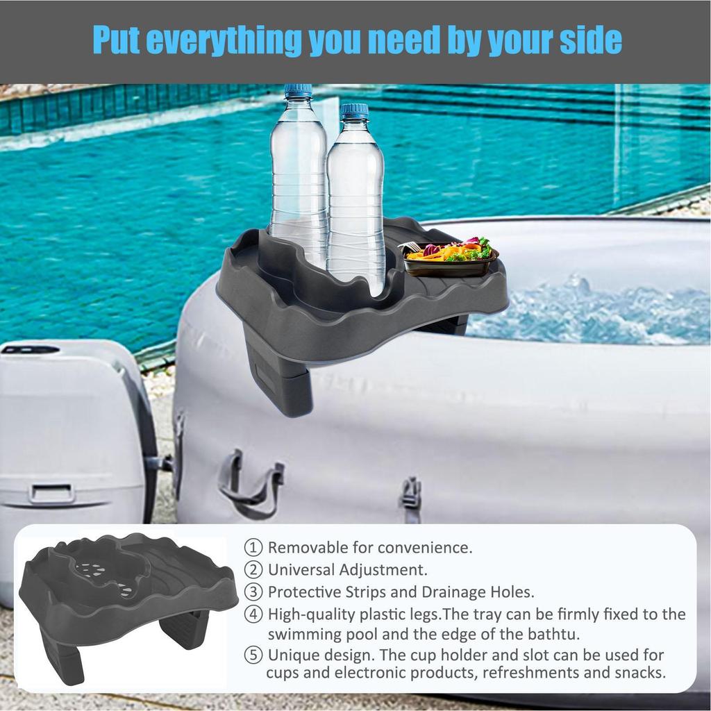 Clip-on Pool Cup Holder Phone Holder Pool Beverage Drink Tray  for Most Inflatable Swimming Pools, Spa Bathtub Accessories