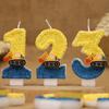 Construction Birthday Candles Blue Yellow Glitter 0-9 Number Candles Cake Topper Decorations for Boys Birthday Party Supplies