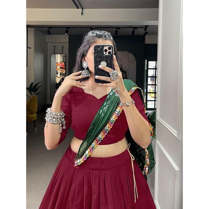 Women's Special Rayon Cotton Lehenga With Gotta Patti Touch Navratri Special All Lehenga Choli ,Unstiched Blouse