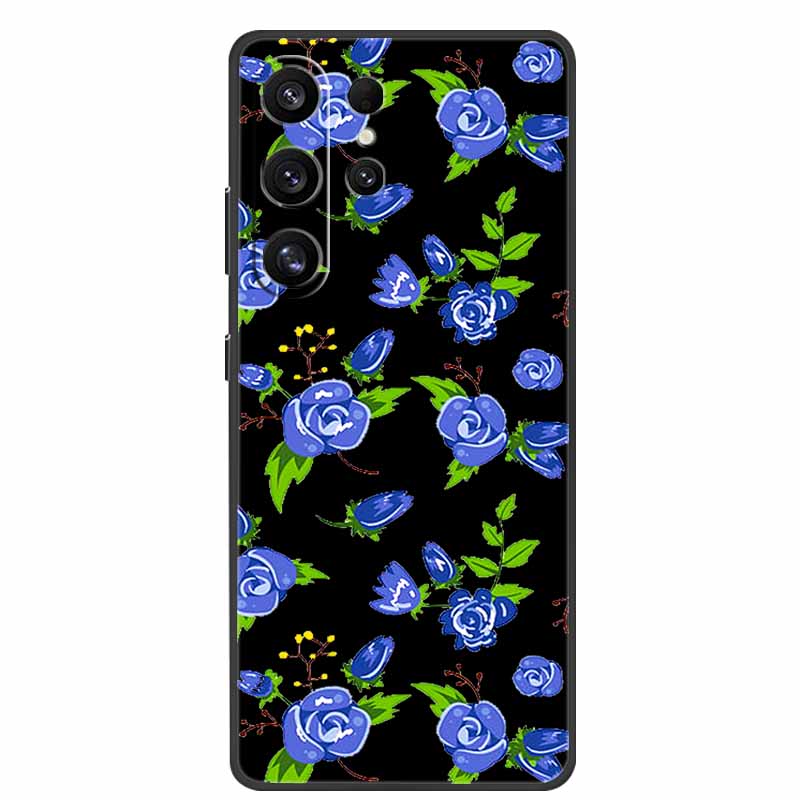For Samsung Galaxy S26 Ultra Case Cute Floral Black Luxury Soft Silicone Back Cover For Samsung S26 Ultra Cases GalaxyS26 Ultra